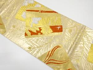 アンティーク 服部織物製 色紙に竹笹模様織り出し袋帯(着用可)